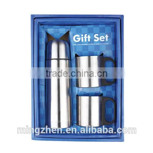 Fashionable Stainless Steel Gift Set 500ml Vacuum Flask and 2pcs 220ml Stainless Steel Coffee Mug photo-5