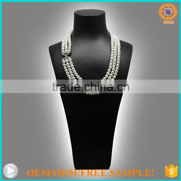 Fashion Multi Strand 6mm White Faux Pearl Necklace photo-2
