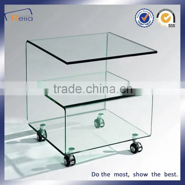 Chinese Factory Tempered Glass Acrylic Coffee Table With Wheels photo-3