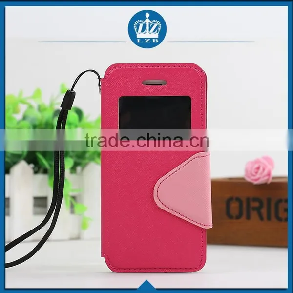 LZB Fashion Contrast Color Series View Windows Smart Leather Flip Case for Apple Iphone 5G photo-3