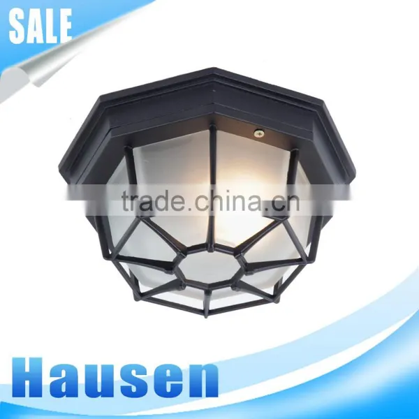 Black Metal Cubic Vintage Ceiling Light Simple Style Ceiling Lamp With Glass Lampshade photo-2