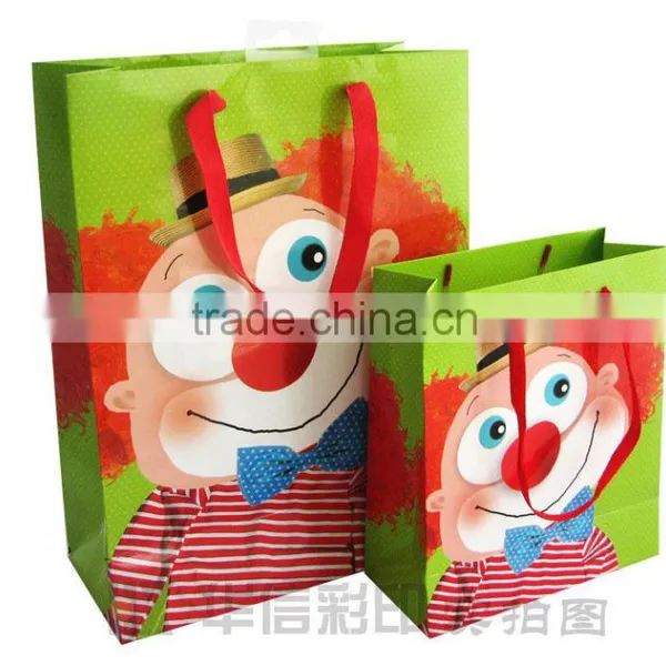 Children's Style Paper Gift Bag With Ribbon Handle photo-3