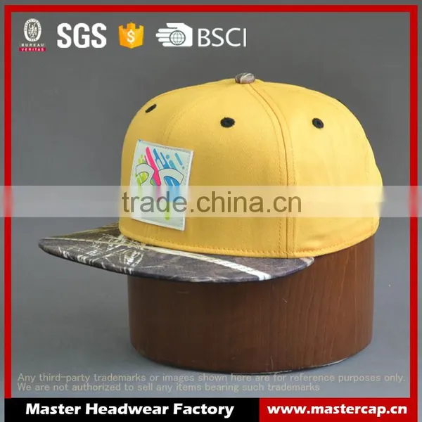 Hot Style Yellow Flat Brim Cap and Flat Cap Wholesale