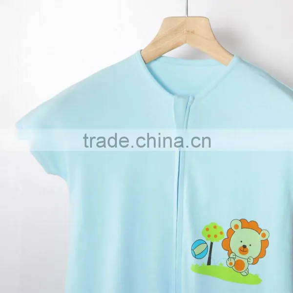 100% Cotton Anti Kicking Infant Baby Short Sleeve Child Foot Sleeping Ba0g for Summer Cute Lion Cartton Blue Style photo-2