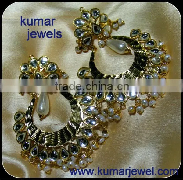 Gold Plated Traditional Jadau Earrings photo-4