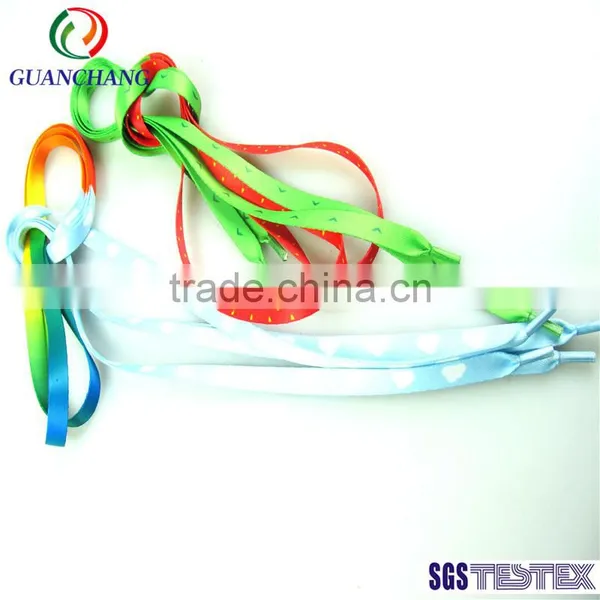 Colourful rainbow custom polyester sublimation shoelaces