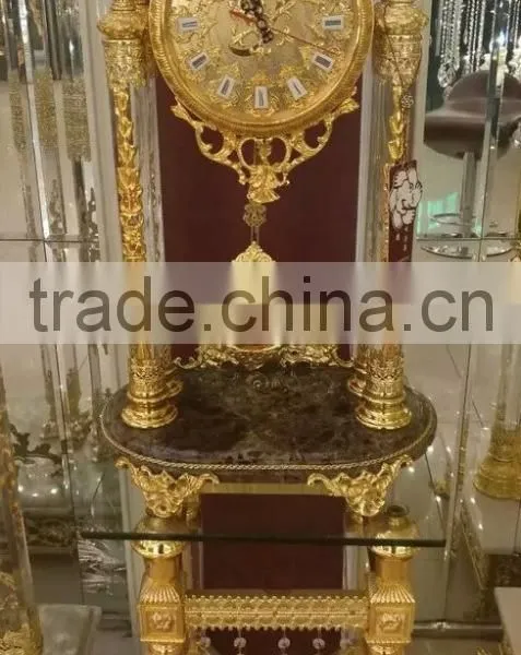 Magnificent Bright Gold Gilt Brass Mantel Clock, Black Marble Base Mantel Clock photo-6
