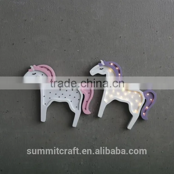 Cute Dreamy Wood LED Wall Hanging Unicorn Lighting photo-3