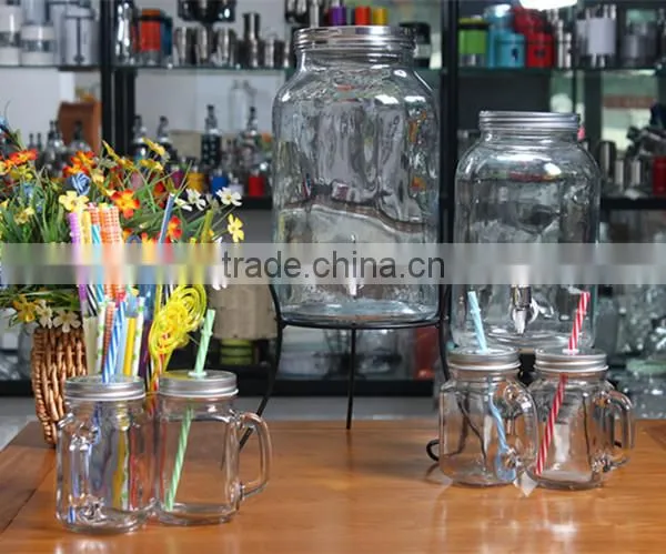 Hexagonal Glass Juice Jars With Metal Stand photo-4