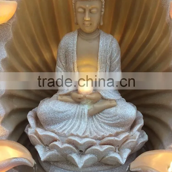 LED Lighting Resin Religion Buddha Water Fountain Decorations photo-3