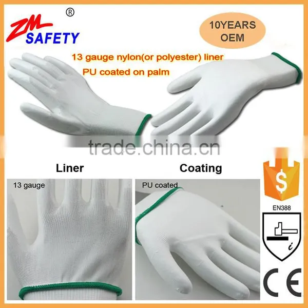 Cheapest White Palm Fit Nylon PU Gloves 4131for Electronics Automotive Assembly photo-4