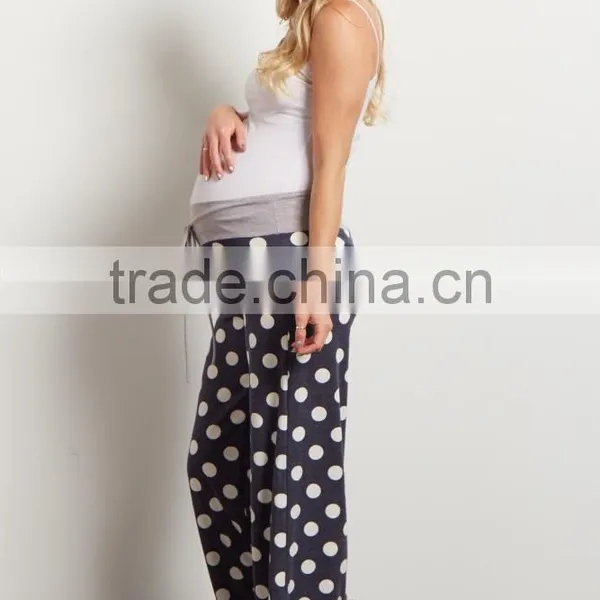 Sexy Adult Breastfeeding Grey Polka Dot Maternity Pajama Pants For Pregnant Women photo-3