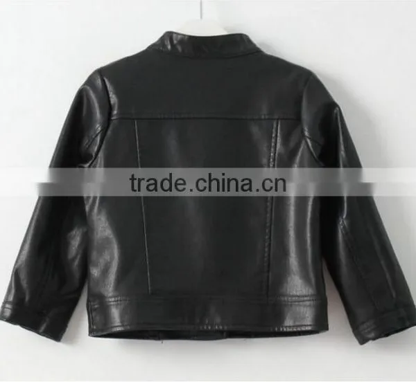 Wholesale Solid Long Sleeve Leather Jackets for Baby Kids Girl photo-3