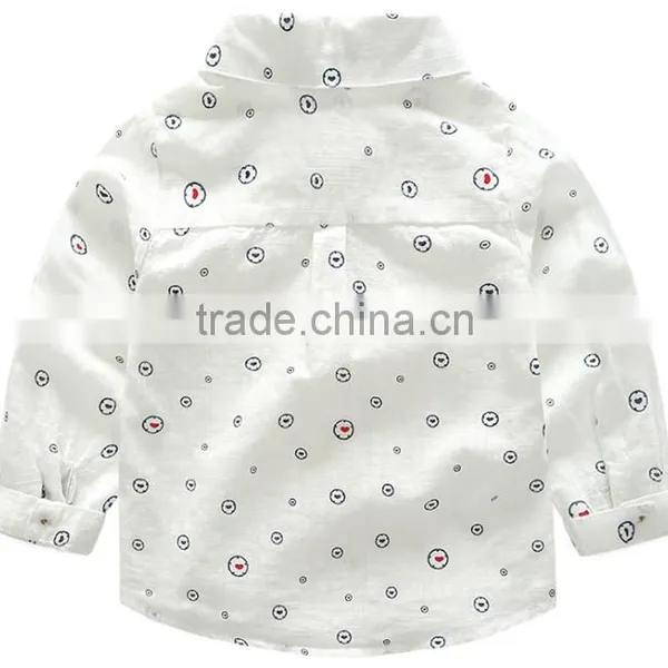 Populer Kids Boys Cactus Heart-shaped Print Cotton and Linen Shirt photo-3