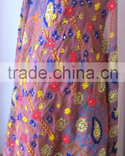 PHULKARI GEORGETTE DUPATTA SHAWL, Sequin Hand Embroidery Dupatta photo-5