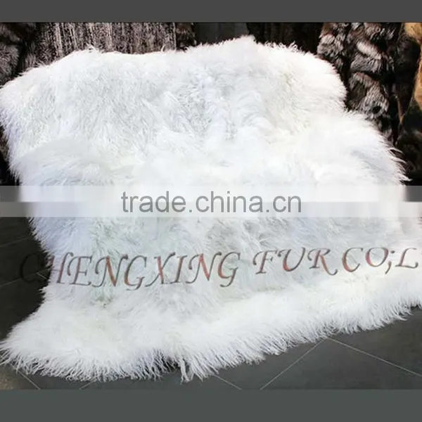 CX-D-23D 2016 New Winter Genuine Mongolian Lamb Fur Blanket Fur Rugs photo-3
