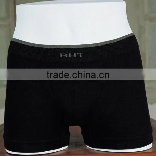 Black Seamless Mens Underwear Boxers