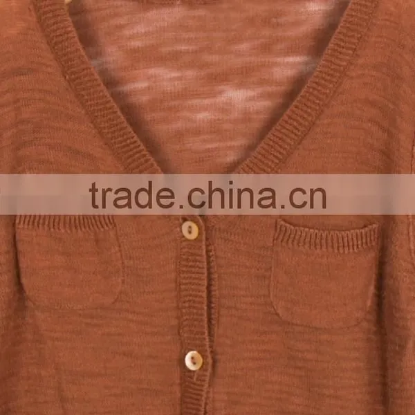 High Quality Brown Color Button Closured Baby Girl Wool Cardigan photo-3