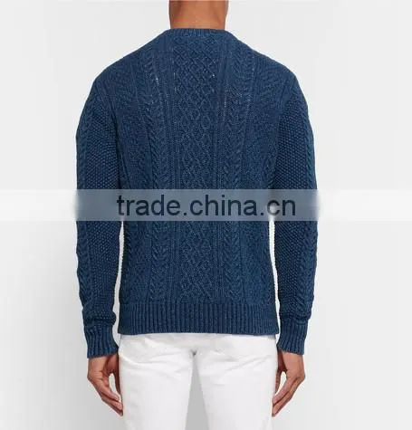 High Quality China Customed Latest Sweater Designs for Men Ribbed Trims Wool Blend Sweater photo-3