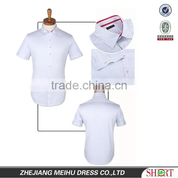 High Quality 100% Cotton New Design Men Slim Fit Short Sleeve Dress Shirt for Summer photo-4