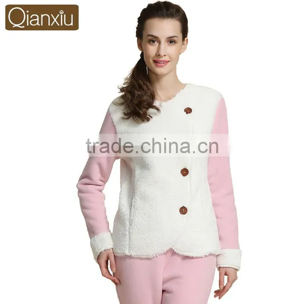 Factory Outlets Qianxiu Thick Winter Couple Polyester Pajamas