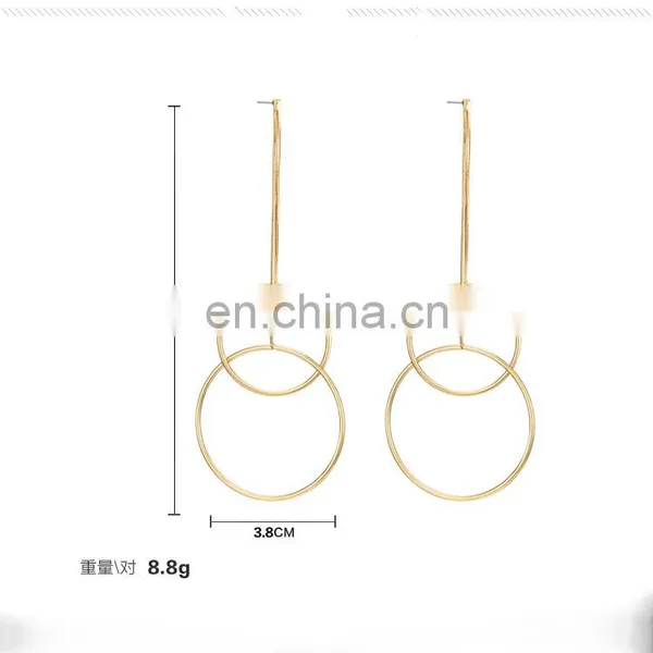 Fashion Metal Earring Long Drop Earring With Circle photo-4