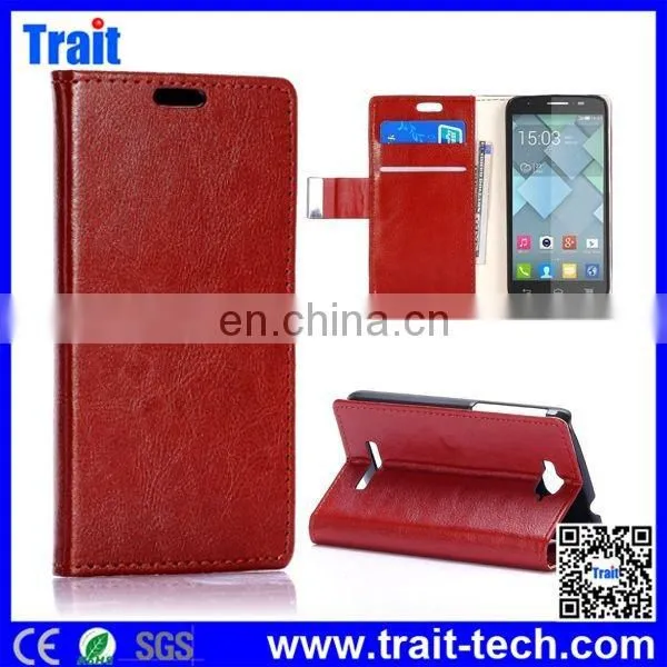 2015 Crazy Horse Flip Side Open Stand PC+ PU Leather WalletCase for Alcatel One Touch Pop C7 photo-5