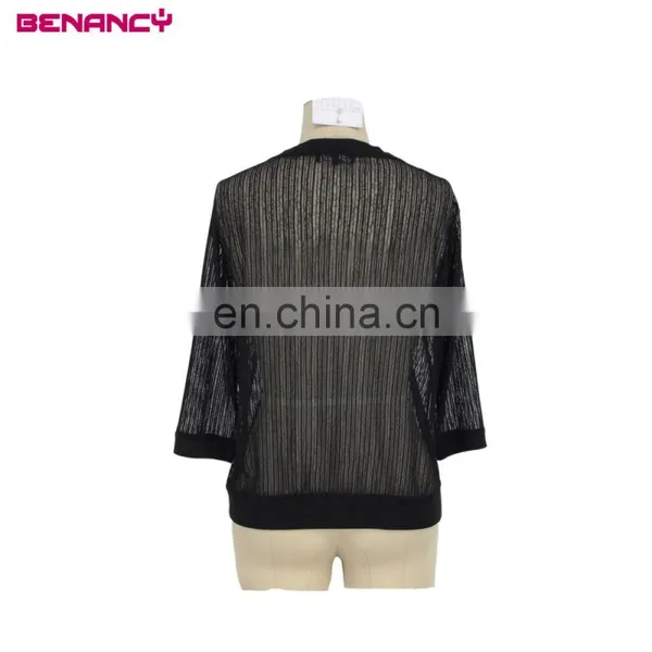 Stripe Jacquard Lace Woman Short Cardigan Bolero photo-6