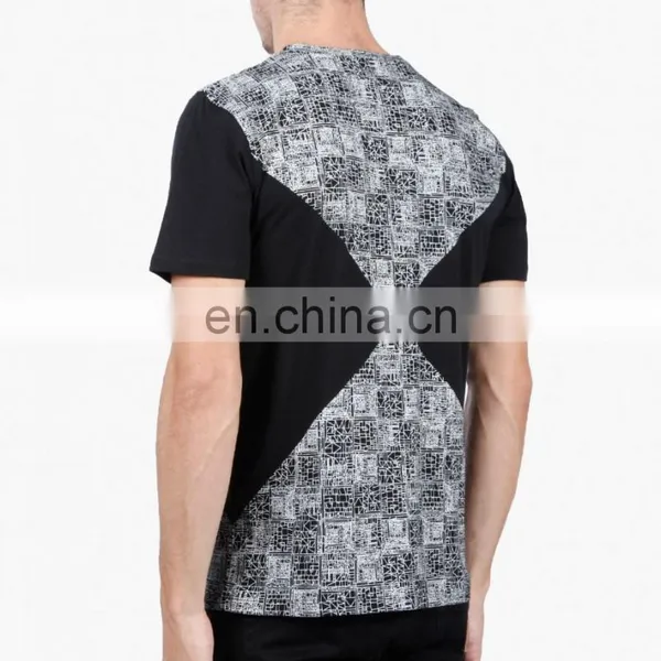 Panneled 100%cotton Mens Fashion T-shirt 2015 Short Sleeve T-shirts With Printed Pannels photo-4