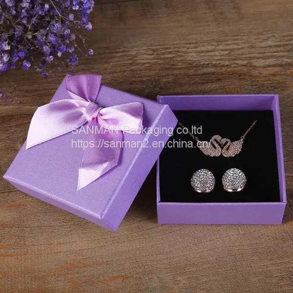 Flat Folding Jewelry Packaging Gift Box With Ribbon