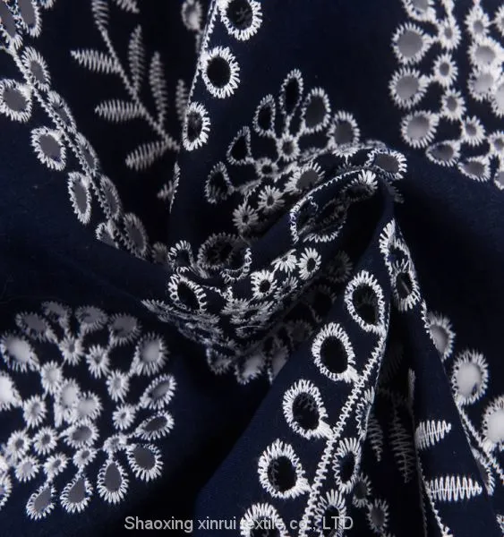 Hollow Out White Cotton Fabric Embroidered Lace photo-2