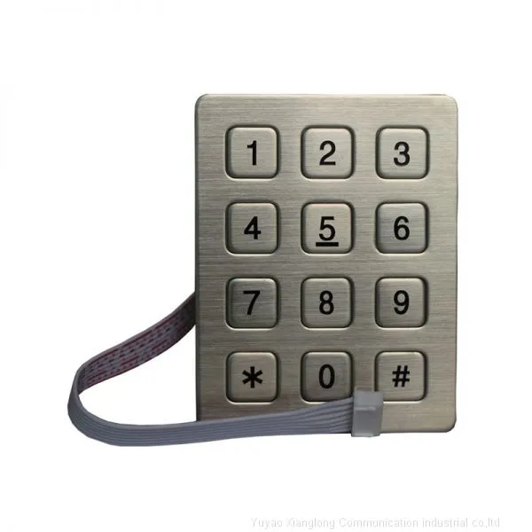 3X4 12 keys stainless steel keypad for access control