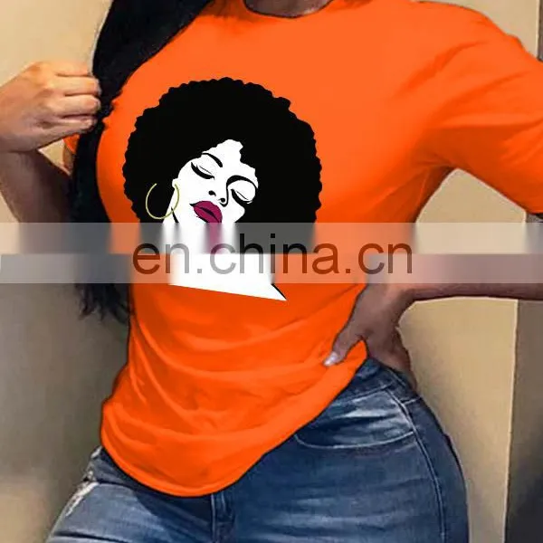 Head Print T-shirt Women European and American New Round Neck Short Sleeve Loose All-match Blouse T photo-6