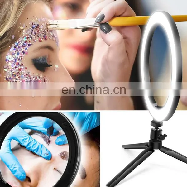 Wholesale 6 Inch Live Photography Makeup Led Circle Ring Light With Tripod Stand Cell Phone Holder photo-7