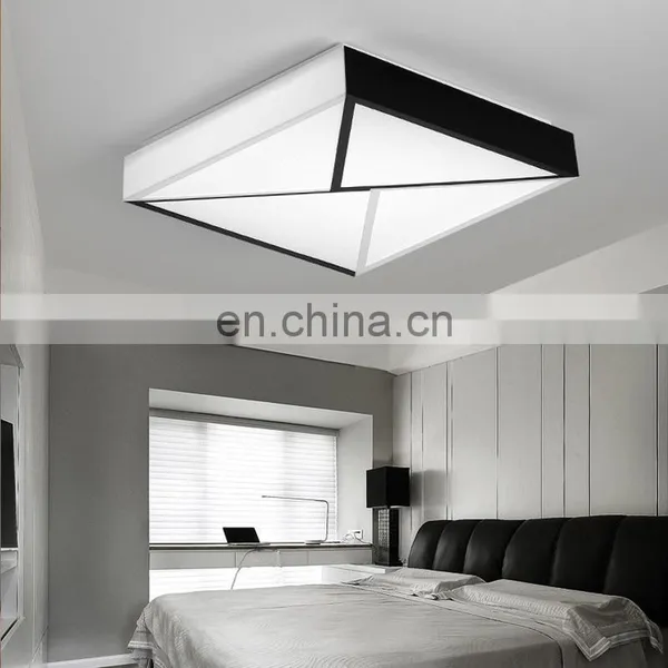 Modern Black and White Simple Atmosphere Wrought Iron Rectangular Dimming LED Living Room Ceiling Light photo-4