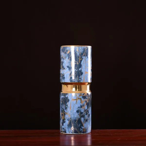 Black Blue Gold Glaze Light Luxury Simple Chinese Jingdezhen Ceramic Vase For Living Room photo-4