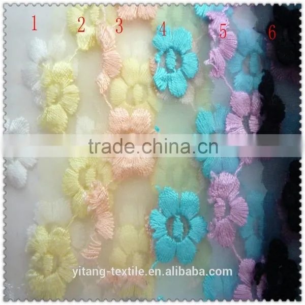 Light Blue Embroidered Floral Fabric photo-3