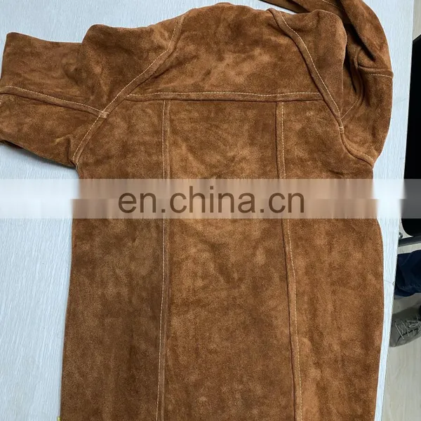 FR Cow Leather Welder Clothing Leather Weldor Apron Fire Proof Coverall Flame Retardant Cow Split Leather Welding Jackets photo-4