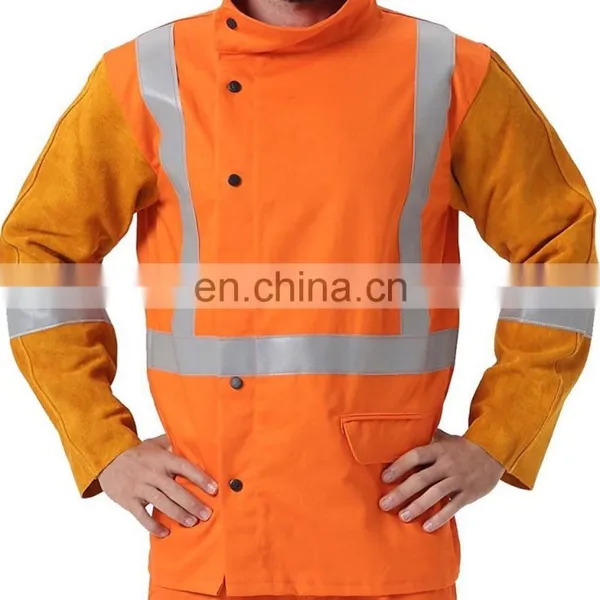 High Visibility Reusable FR Cotton Fire Retardant Clothing With Reflective Tape for Men's Working Safety photo-3
