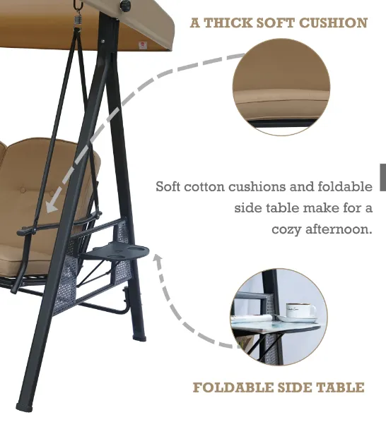 Outdoor Three Seat Swing Chair With Adjustable Canopy photo-3