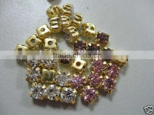 REAL RHINESTONES W/PRESETTINGS 5MM LT. GOLD BASE SETTING