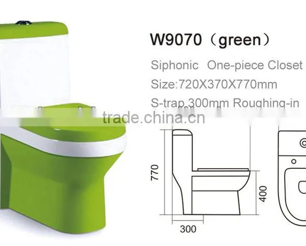 Chinese Manufacturer One Piece Ceramic Green Color Toilet W9070 photo-3