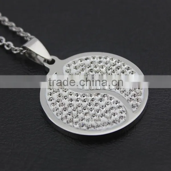 Stainless Steel Diamond Tai Chi Yin Yang Necklace Jewelry Wholesale photo-4