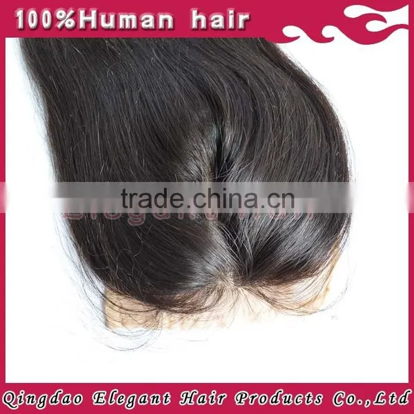 2015 Qingdao Elegant Hair Large Stock Brazilian Hair Straight and Body Wave Natural Black Silk Closures photo-3