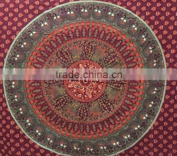 FLORAL Mandala Turkish Round Beach Towel Hippie Embroidered Handcrafted Indian Tapestry photo-3