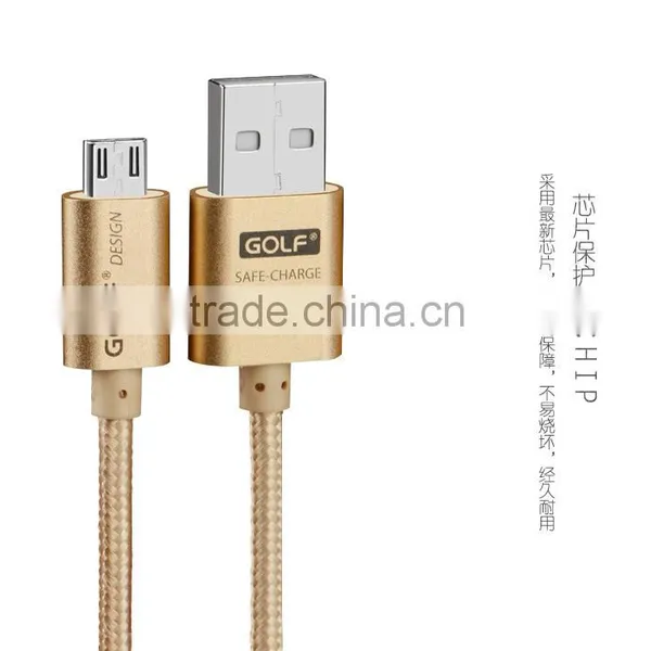 Original GOLF 1.5M Metal Nylon Weave Micro USB 2.1A Fast Sync And Charge Cable for Android Mobile Phone photo-2