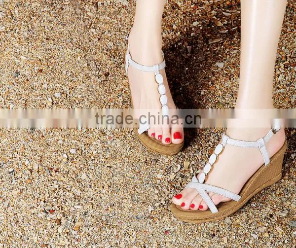 Summer Fashion Design Medium Heel Wedge Heel Lady Sandals photo-4