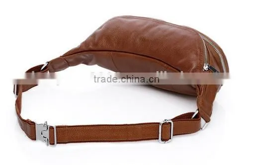 2015 New Design Fashion Man Leather Waist Bag Brown Waterproof Waist Bag for Men photo-3