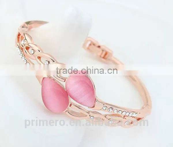 True Gold Plated Rhinestone Boutique Tear Droplets Opal Bracelet Bangles Women photo-5