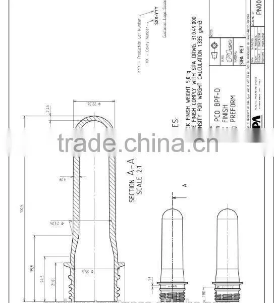 PET Preforms 25 Grams Pco 28mm Neck for Production PET Bootles